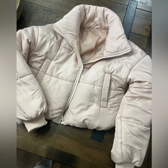 Khaki puffer cropped coat - Picture 3 of 3